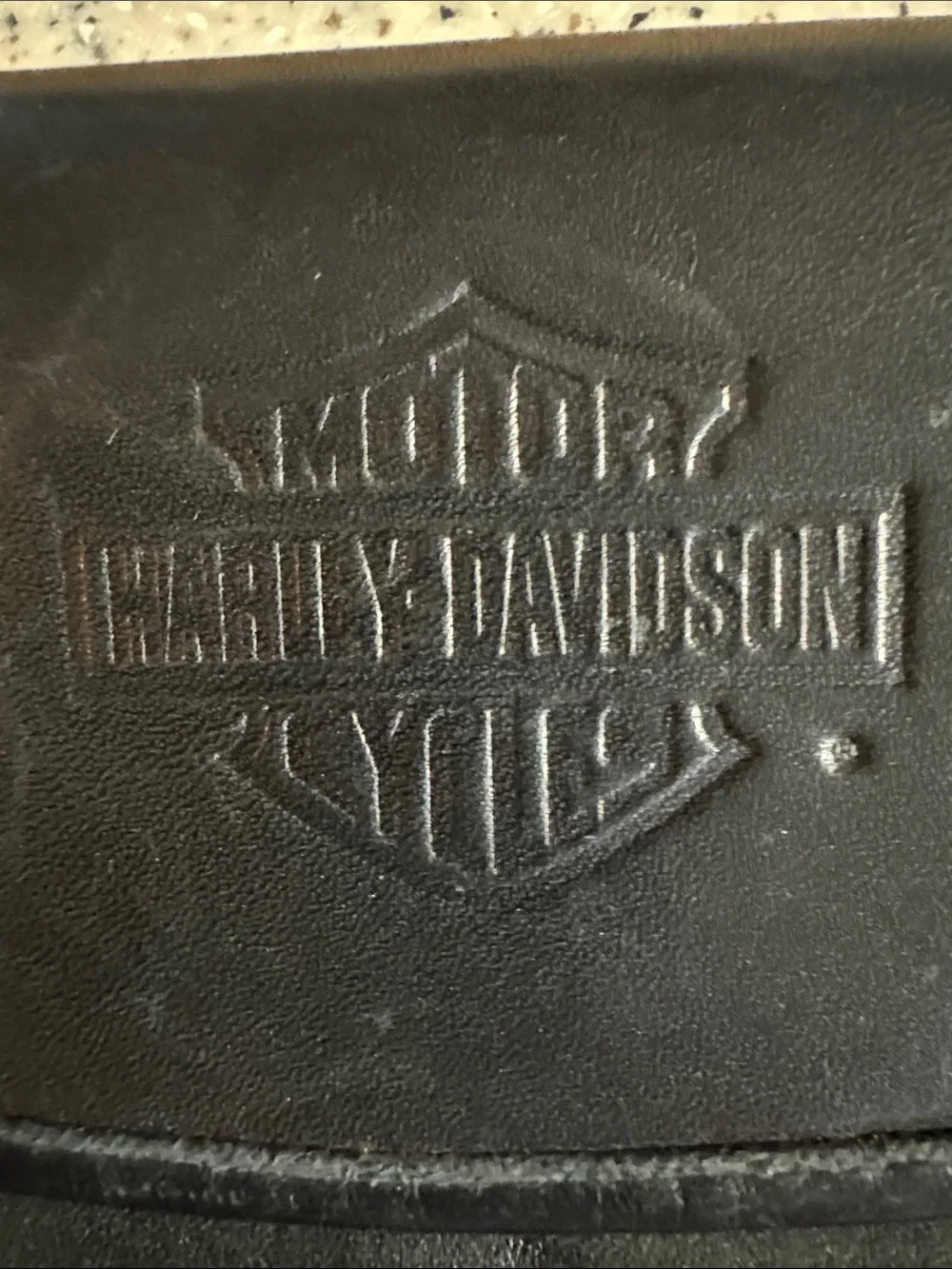 Vtg.Harley‑Davidson Black Leather Belt Pouch with Embossed Shield